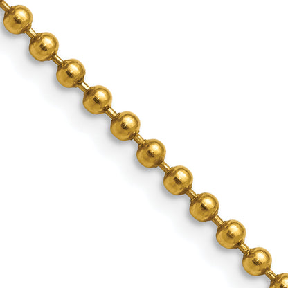 Stainless Steel Chisel Polished Yellow Ip-Plated 3mm 22 Inch Ball Chain Necklace