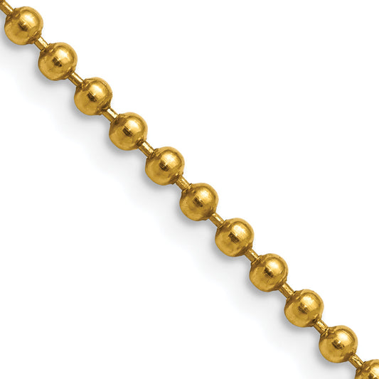 Stainless Steel Chisel Polished Yellow Ip-Plated 3mm 22 Inch Ball Chain Necklace