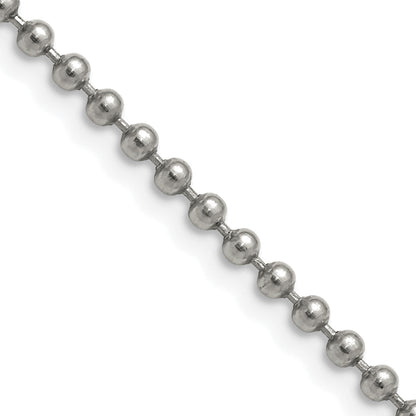 Stainless Steel Chisel Polished 3mm 20 Inch Ball Chain Necklace