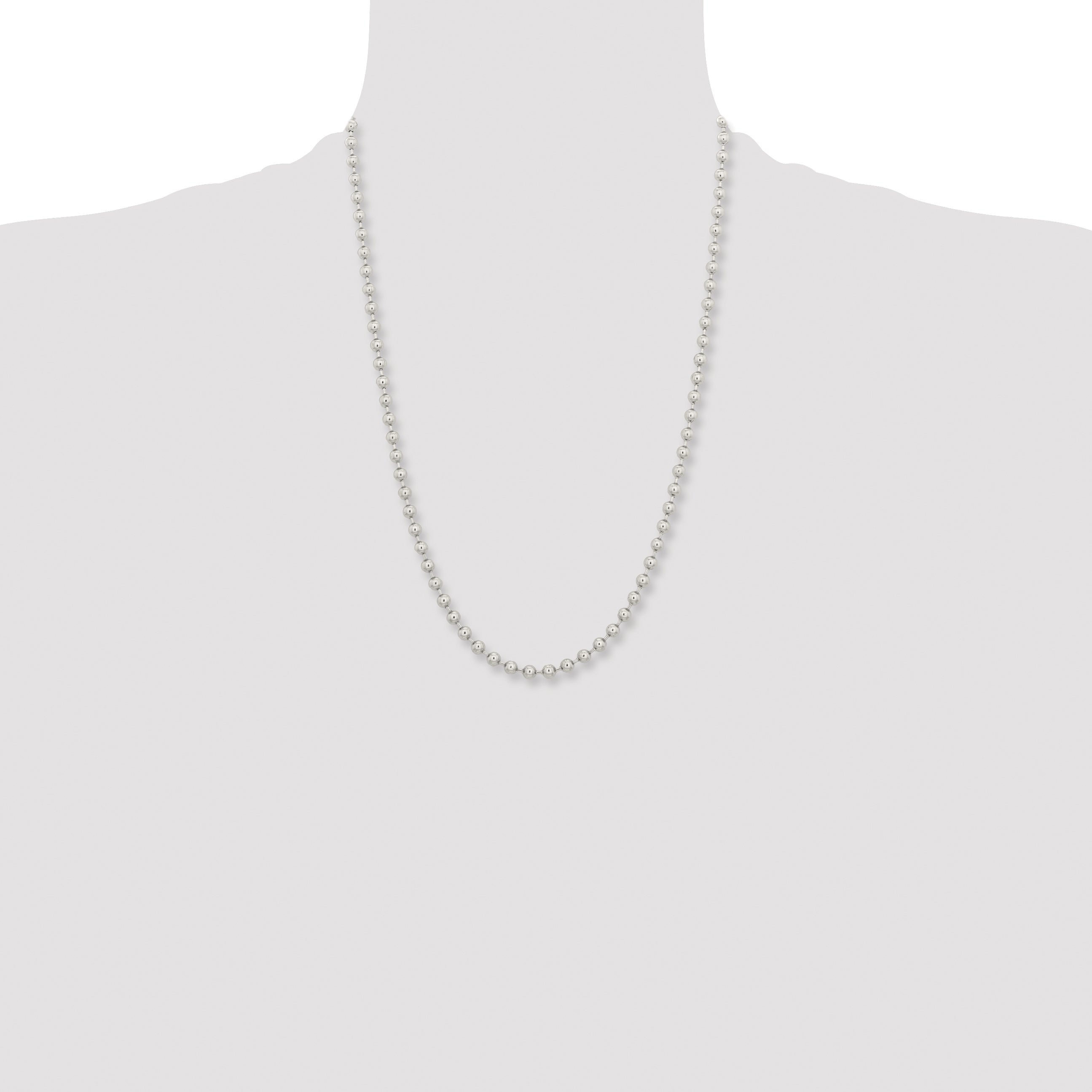 Stainless Steel Chisel Polished 5mm 24 Inch Ball Chain Necklace