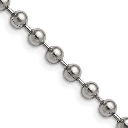 Stainless Steel Chisel Polished 5mm 20 Inch Ball Chain Necklace