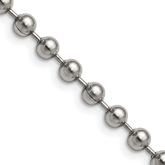 Stainless Steel Chisel Polished 5mm 24 Inch Ball Chain Necklace