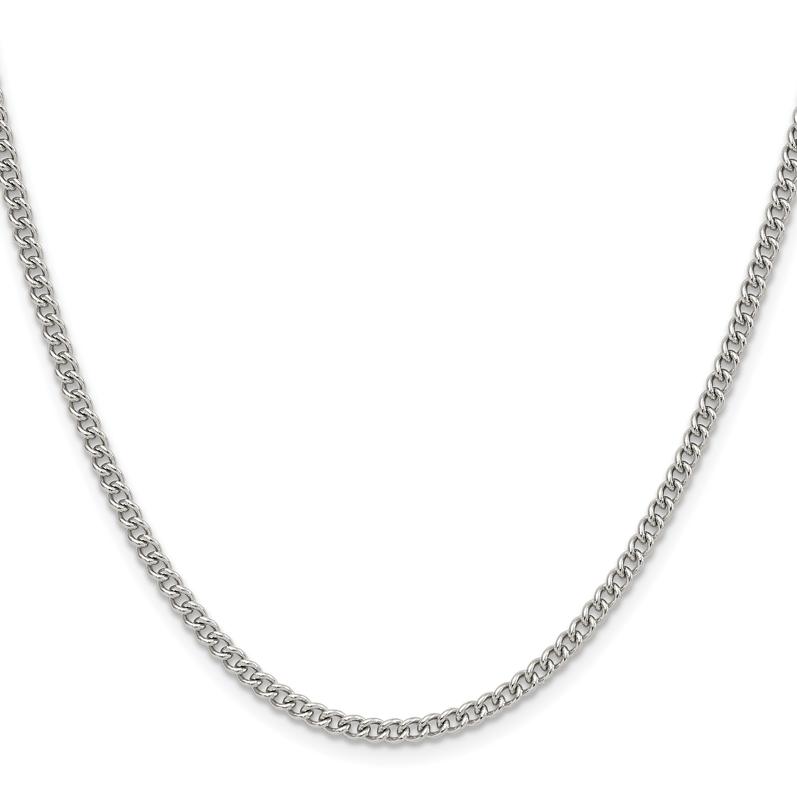 Stainless Steel Chisel Polished 3mm 24 Inch Curb Chain Necklace