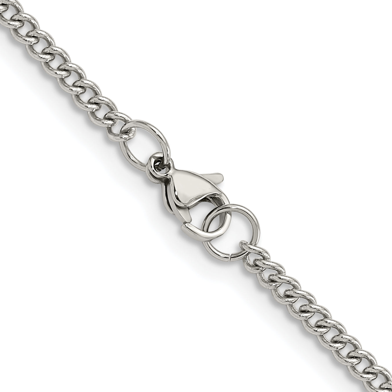 Stainless Steel Chisel Polished 3mm 24 Inch Curb Chain Necklace