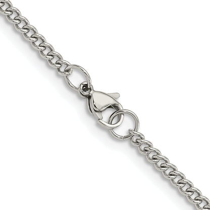 Stainless Steel Chisel Polished 3mm 24 Inch Curb Chain Necklace