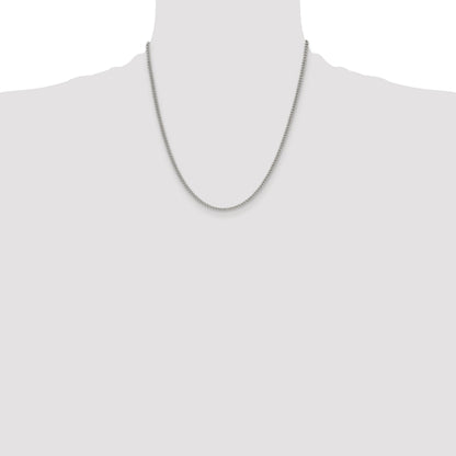 Stainless Steel Chisel Polished 3mm 20 Inch Curb Chain Necklace