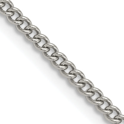 Stainless Steel Chisel Polished 3mm 22 Inch Curb Chain Necklace
