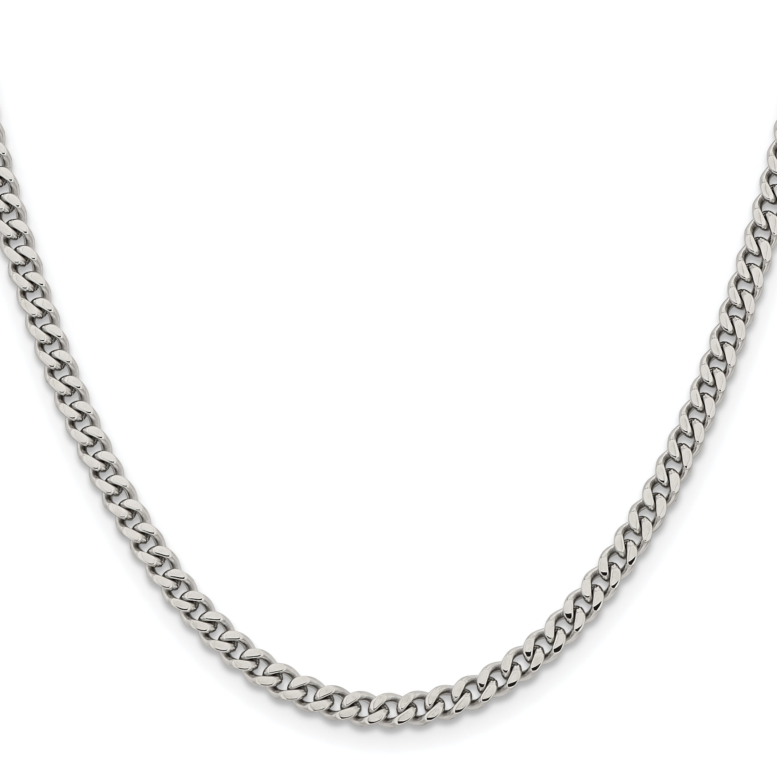 Stainless Steel Chisel Polished 4mm 22 Inch Curb Chain Necklace