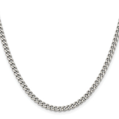 Stainless Steel Chisel Polished 4mm 22 Inch Curb Chain Necklace
