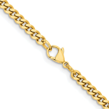 Stainless Steel Chisel Polished Yellow Ip-Plated 4mm 24 Inch Curb Chain Necklace