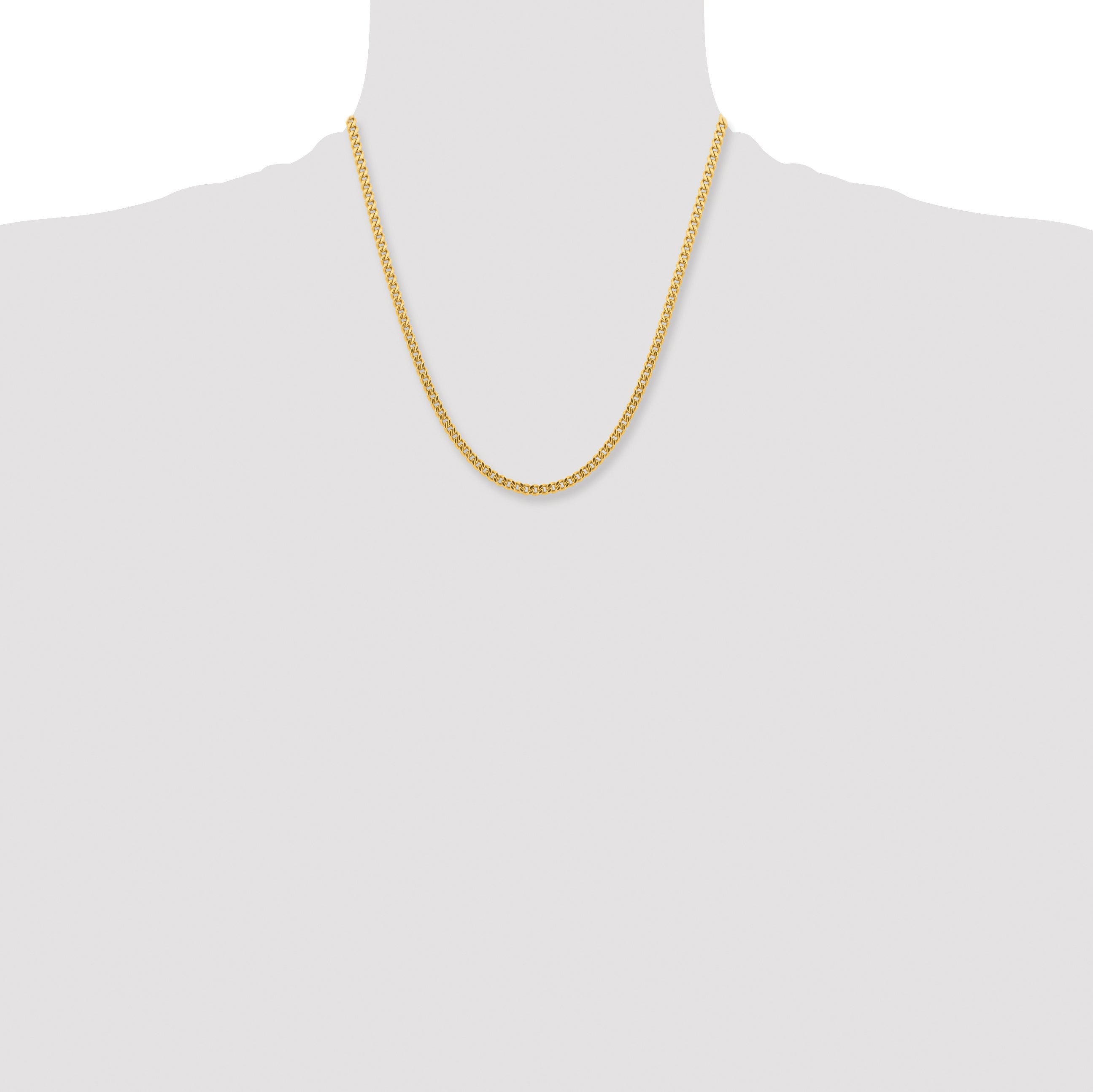 Stainless Steel Chisel Polished Yellow Ip-Plated 4mm 20 Inch Curb Chain Necklace