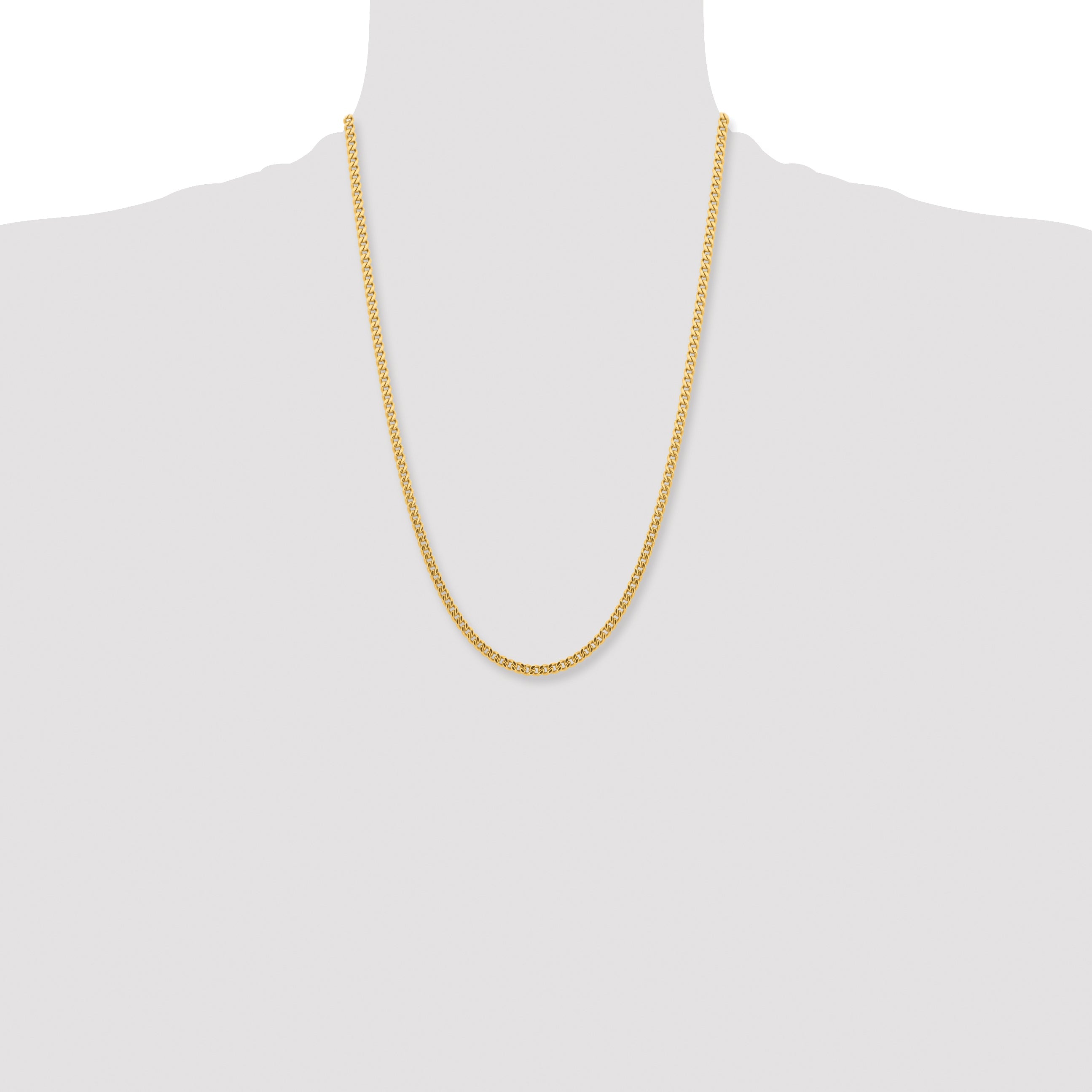 Stainless Steel Chisel Polished Yellow Ip-Plated 4mm 24 Inch Curb Chain Necklace