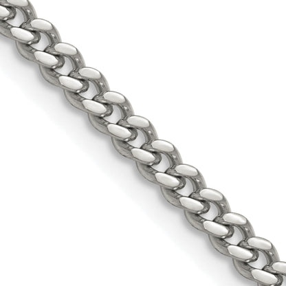 Stainless Steel Chisel Polished 4mm 24 Inch Curb Chain Necklace
