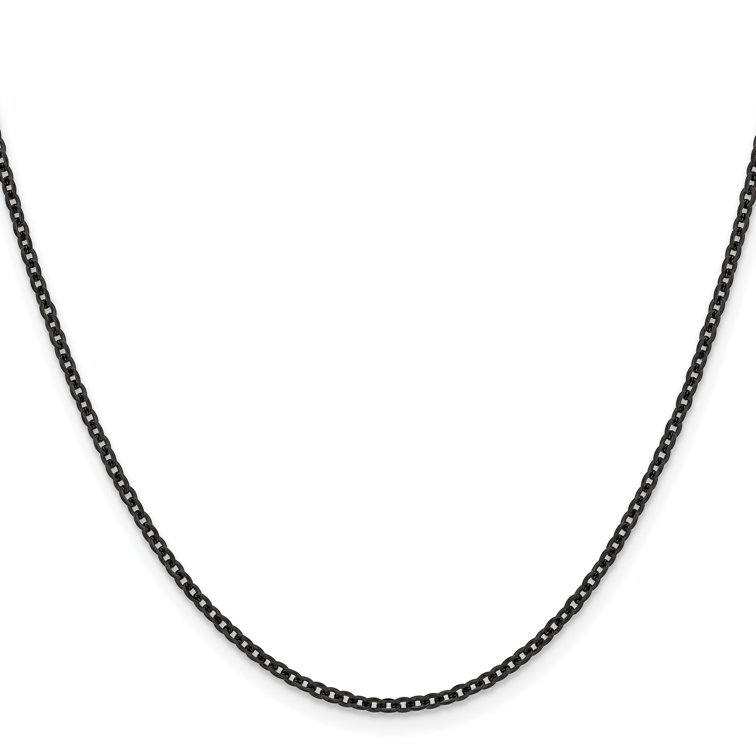 Stainless Steel Chisel Polished Black Ip-Plated 2.3mm 22 Inch Cable Chain Necklace