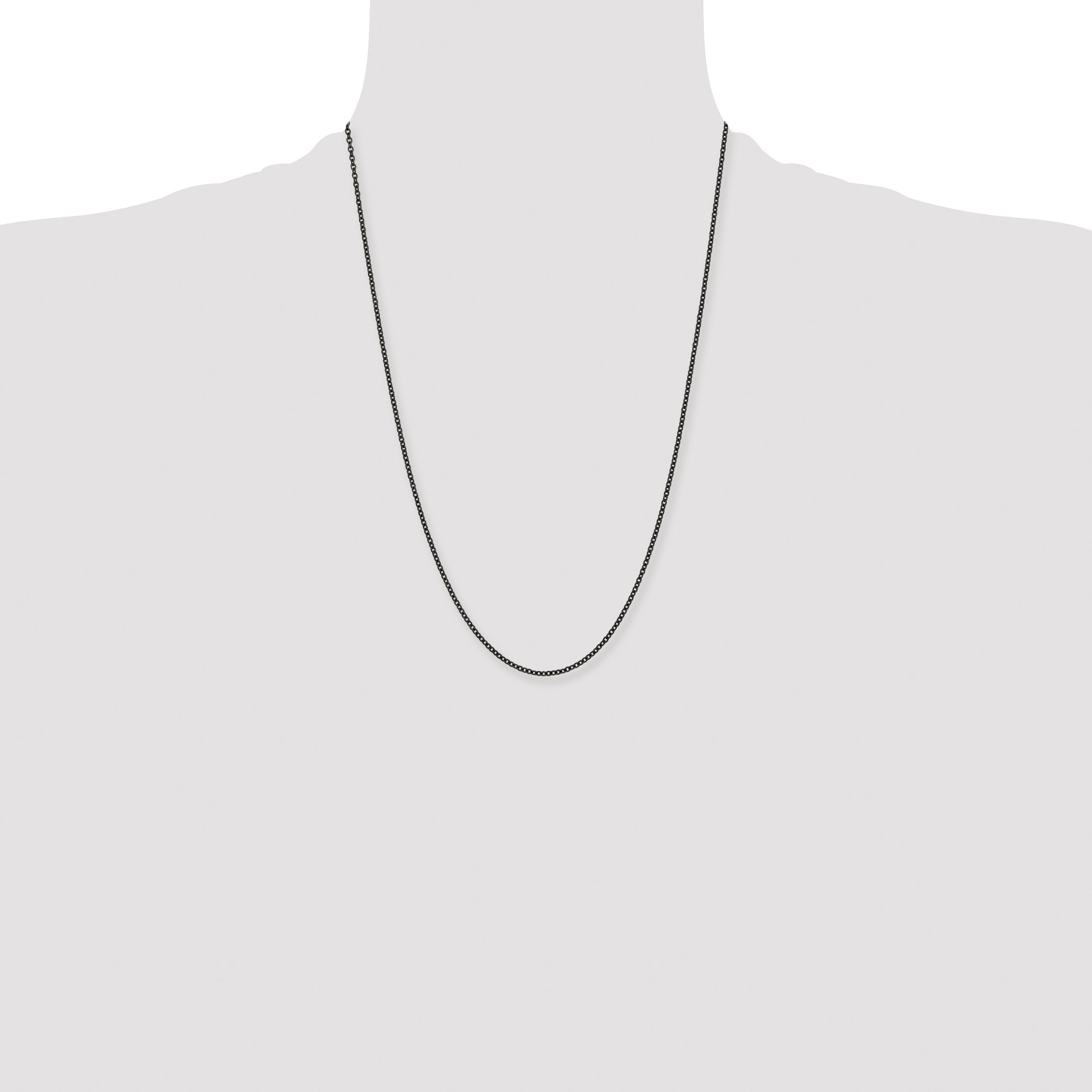 Stainless Steel Chisel Polished Black Ip-Plated 2.3mm 24 Inch Cable Chain Necklace