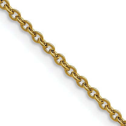 Stainless Steel Chisel Polished Yellow Ip-Plated 2.3mm 20 Inch Cable Chain Necklace
