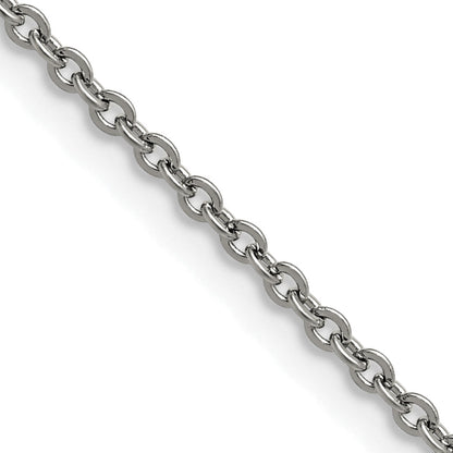 Stainless Steel Chisel Polished 2.3mm 24 Inch Cable Chain Necklace