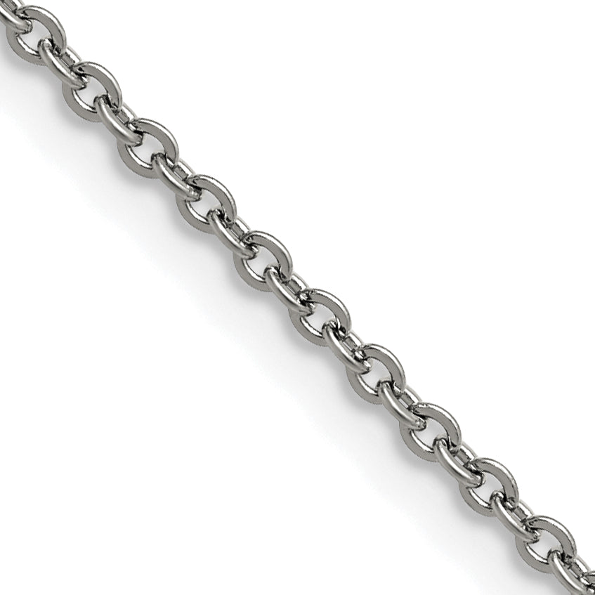 Stainless Steel Chisel Polished 2.3mm 18 Inch Cable Chain Necklace