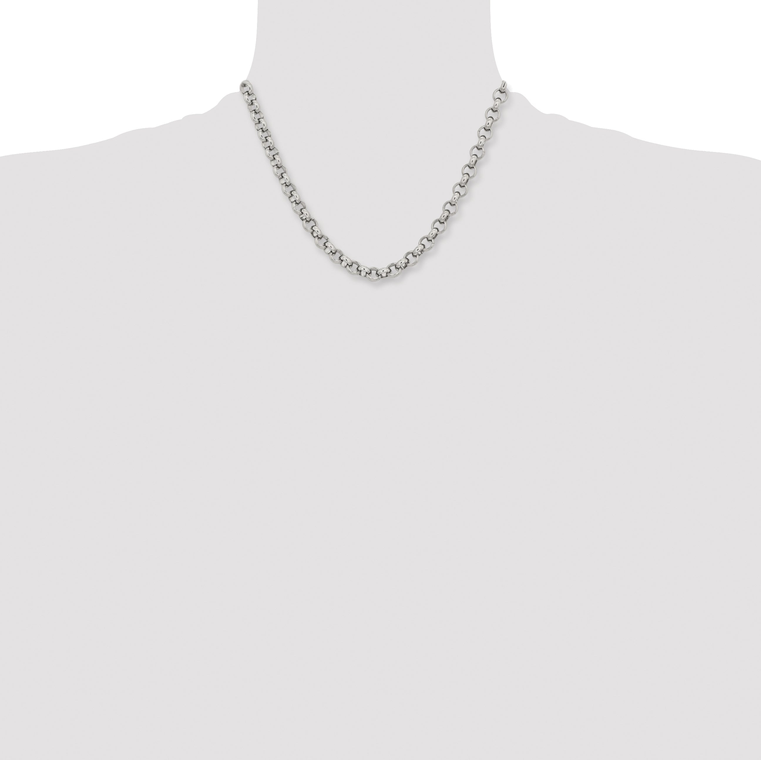Stainless Steel Chisel Polished 8mm 18 Inch Rolo Chain Necklace