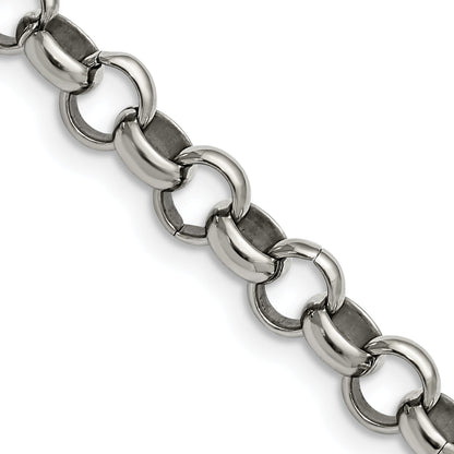Stainless Steel Chisel Polished 8mm 24 Inch Rolo Chain Necklace