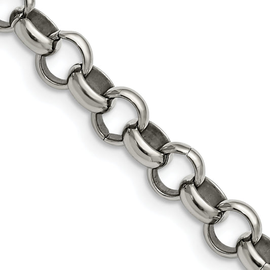 Stainless Steel Chisel Polished 8mm 24 Inch Rolo Chain Necklace