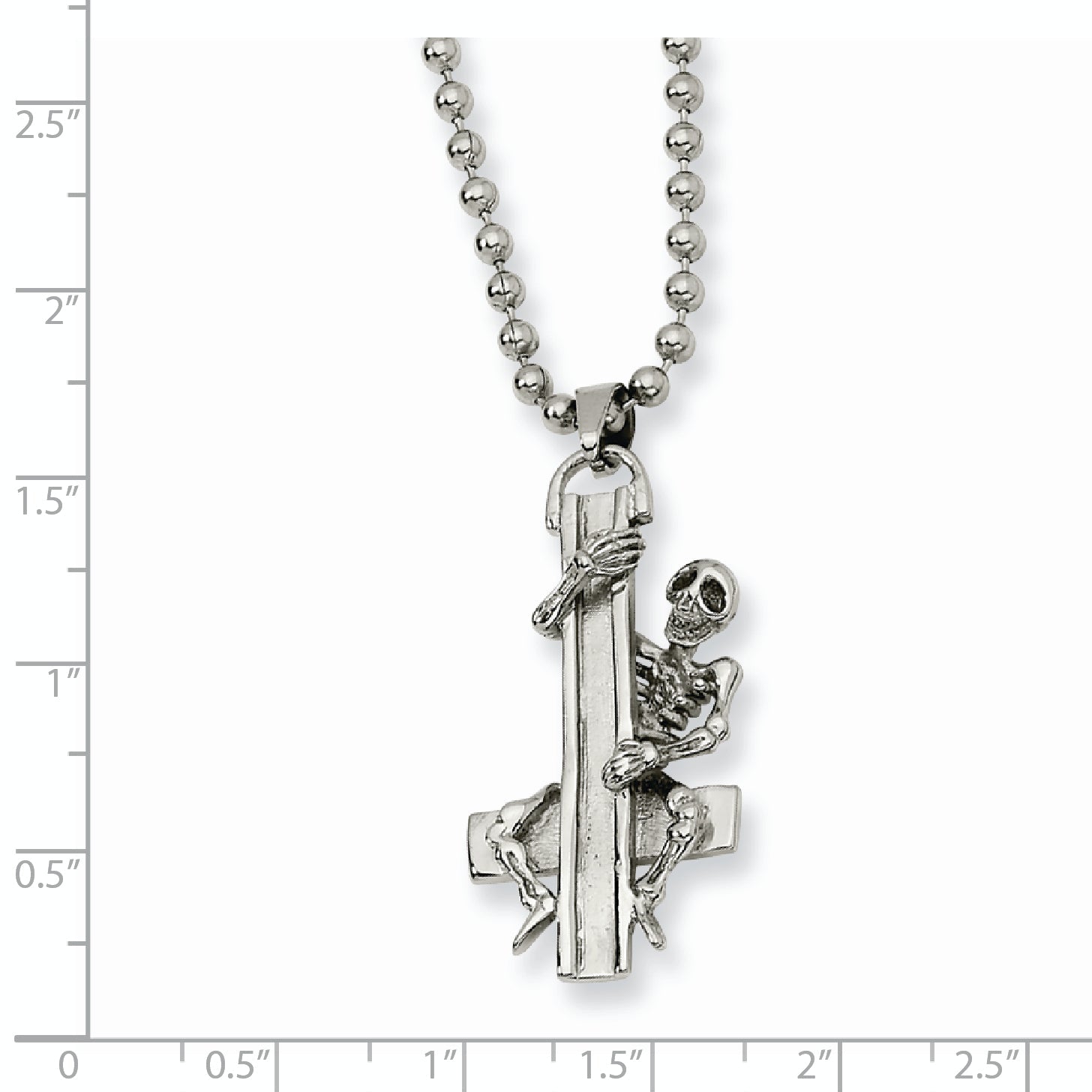 Stainless Steel Skeleton Hugging Cross Necklace
