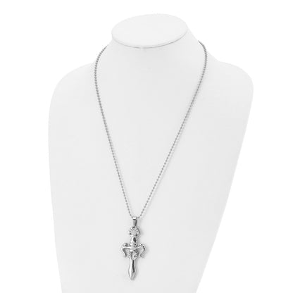 Stainless Steel Chisel Polished Dagger Pendant On A 24 Inch Ball Chain Necklace