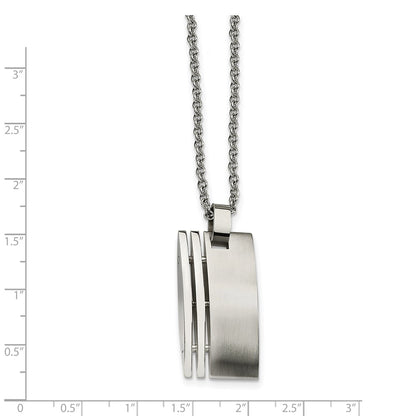 Stainless Steel Chisel Brushed Pendant On A 22 Inch Cable Chain Necklace