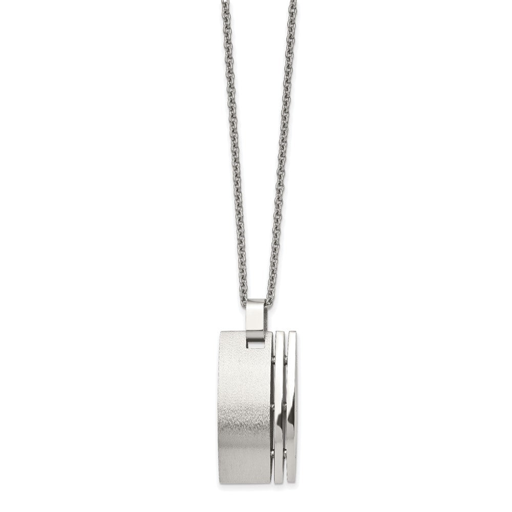 Stainless Steel Chisel Brushed Pendant On A 22 Inch Cable Chain Necklace