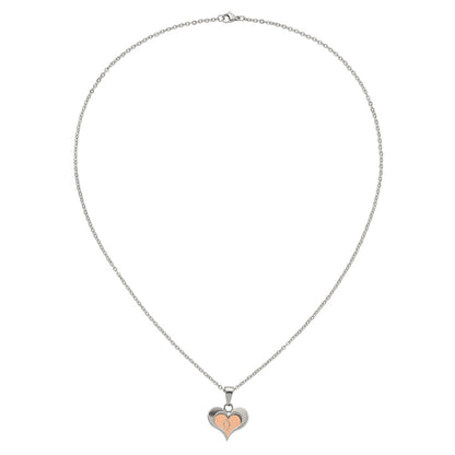 Stainless Steel Chisel Polished Rose Ip-Plated 2 Piece Heart Pendant On A 22 Inch Cable Chain Necklace