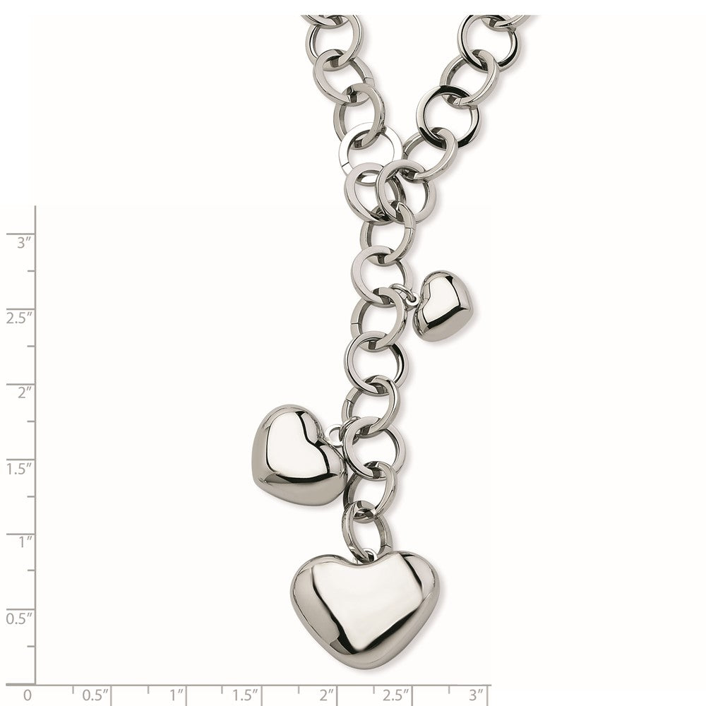 Stainless Steel Polished Hearts 28In Y Necklace