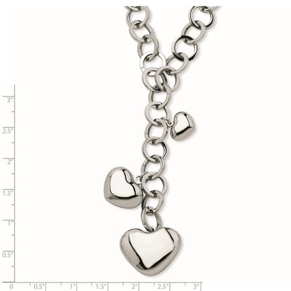 Stainless Steel Polished Hearts 28In Y Necklace