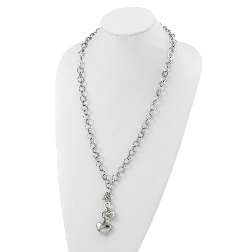 Stainless Steel Polished Hearts 28In Y Necklace