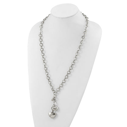 Stainless Steel Polished Hearts 28In Y Necklace