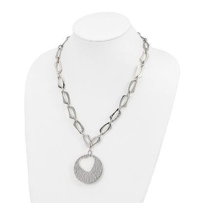 Stainless Steel Heart Cutout Pendant With 2 Inch Ext Necklace