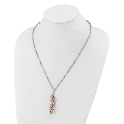 Stainless Steel Polished & Chocolate Ip-Plated Hearts Necklace