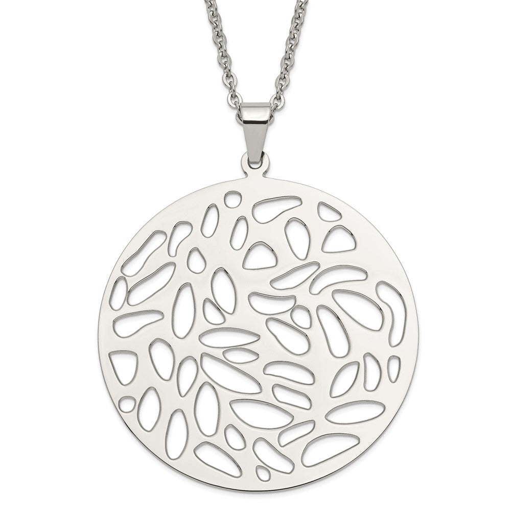 Stainless Steel Fancy Cutout Pendant Necklace