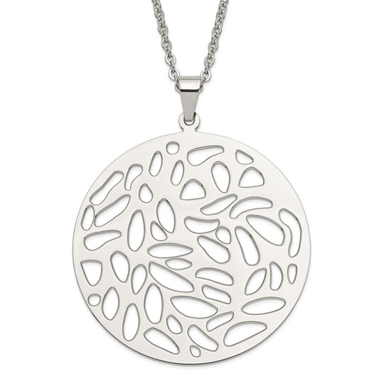 Stainless Steel Fancy Cutout Pendant Necklace