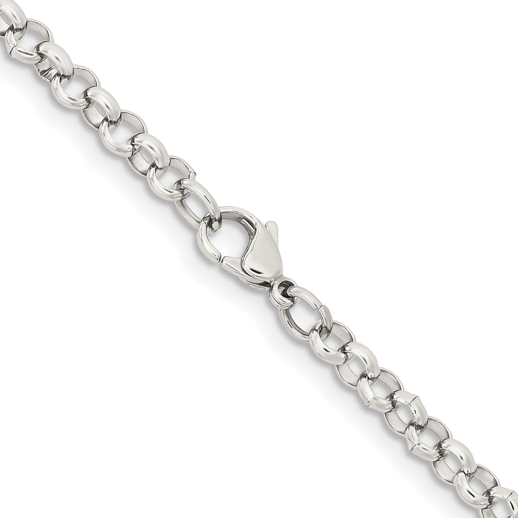 Stainless Steel Chisel Polished 4.6mm 36 Inch Rolo Chain Necklace