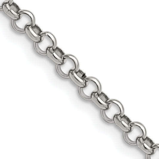Stainless Steel Chisel Polished 4.6mm 24 Inch Rolo Chain Necklace