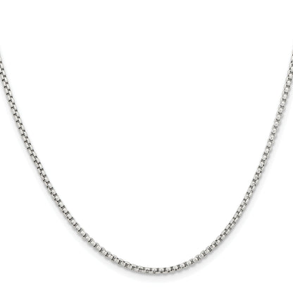 Stainless Steel Chisel Polished 2.2mm 16 Inch Rounded Box Chain Necklace