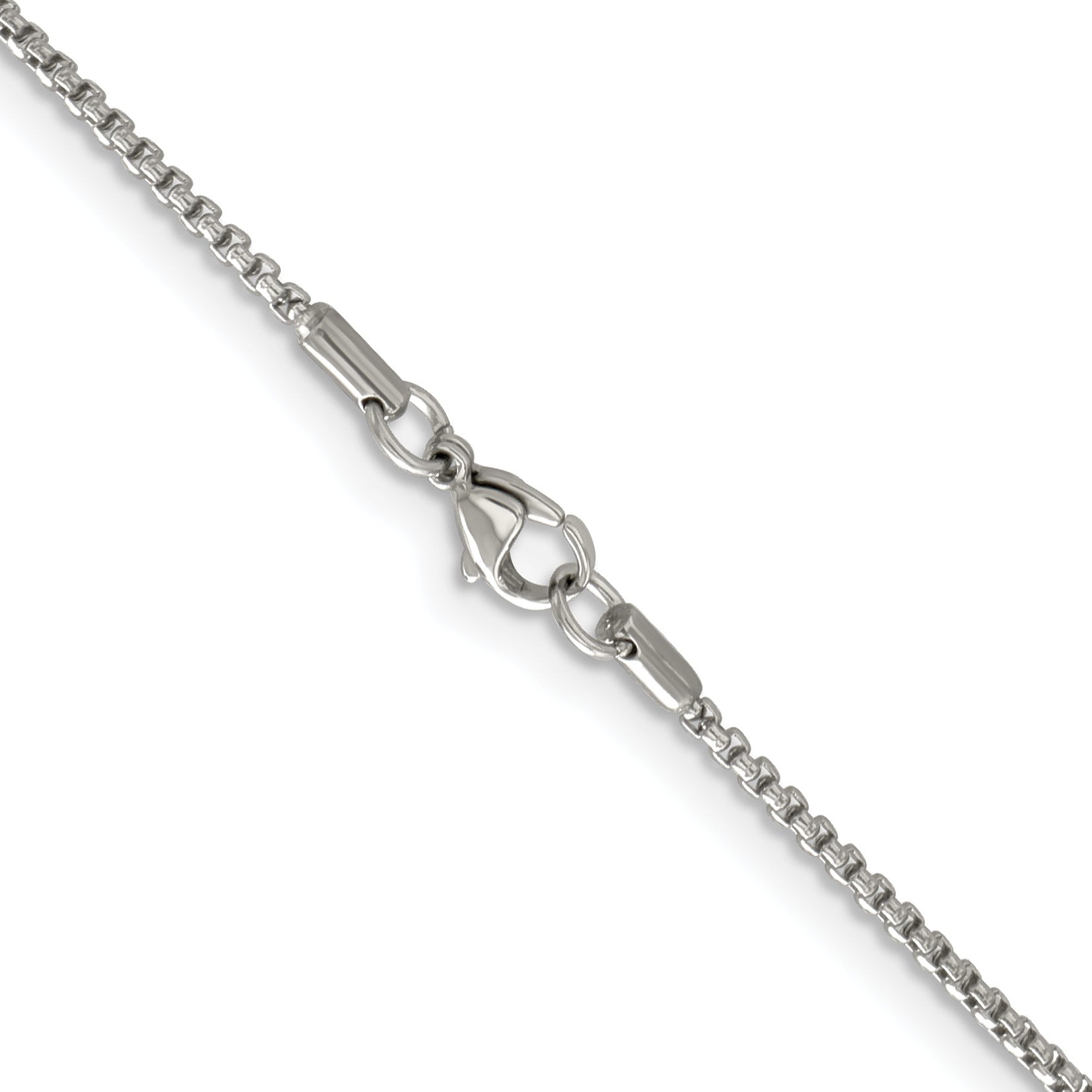 Stainless Steel Chisel Polished 2.2mm 20 Inch Rounded Box Chain Necklace