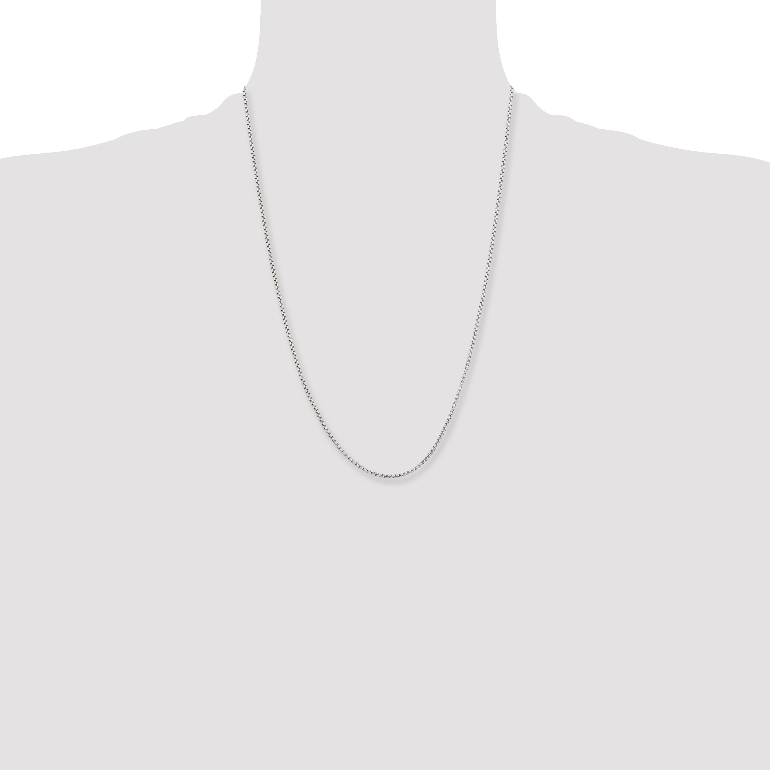 Stainless Steel Chisel Polished 2.2mm 24 Inch Rounded Box Chain Necklace