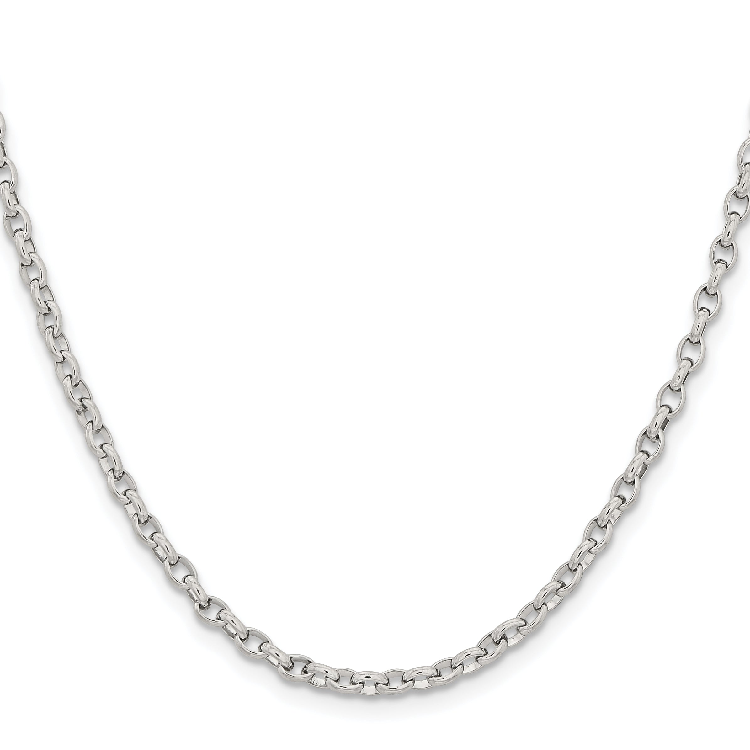 Stainless Steel Chisel Polished 3.2mm 24 Inch Cable Chain Necklace