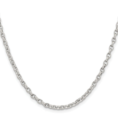 Stainless Steel Chisel Polished 3.2mm 24 Inch Cable Chain Necklace