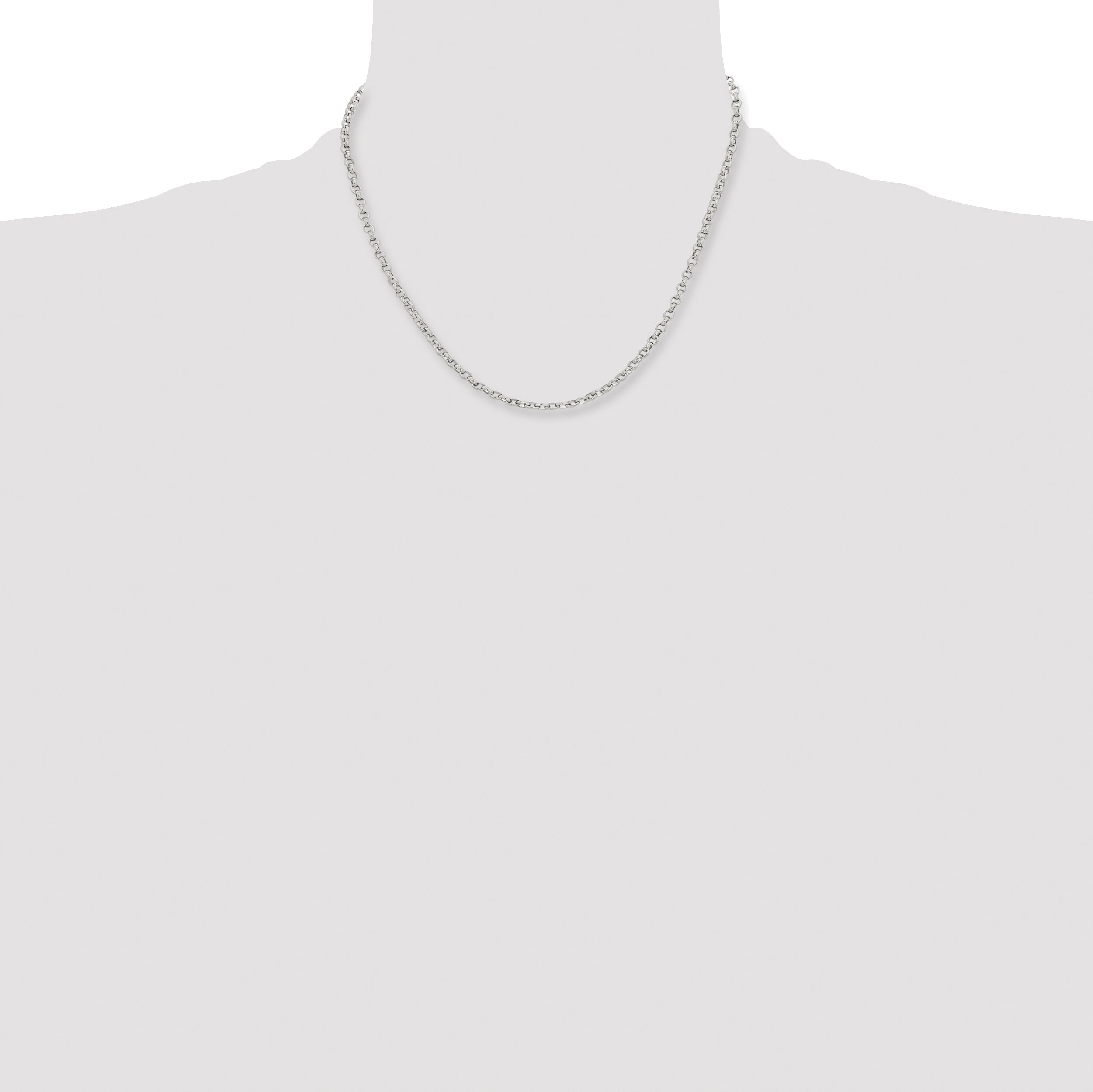 Stainless Steel Chisel Polished 3.2mm 18 Inch Cable Chain Necklace