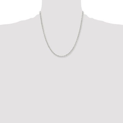 Stainless Steel Chisel Polished 3.2mm 20 Inch Cable Chain Necklace