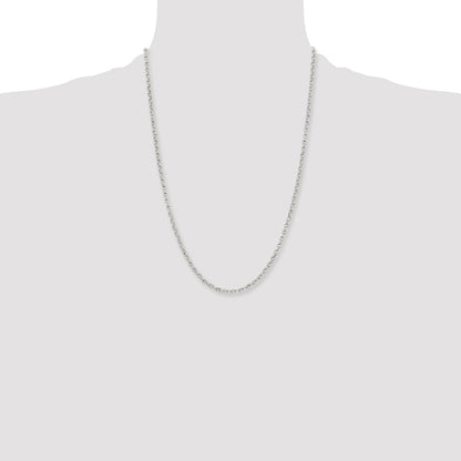 Stainless Steel Chisel Polished 3.2mm 24 Inch Cable Chain Necklace