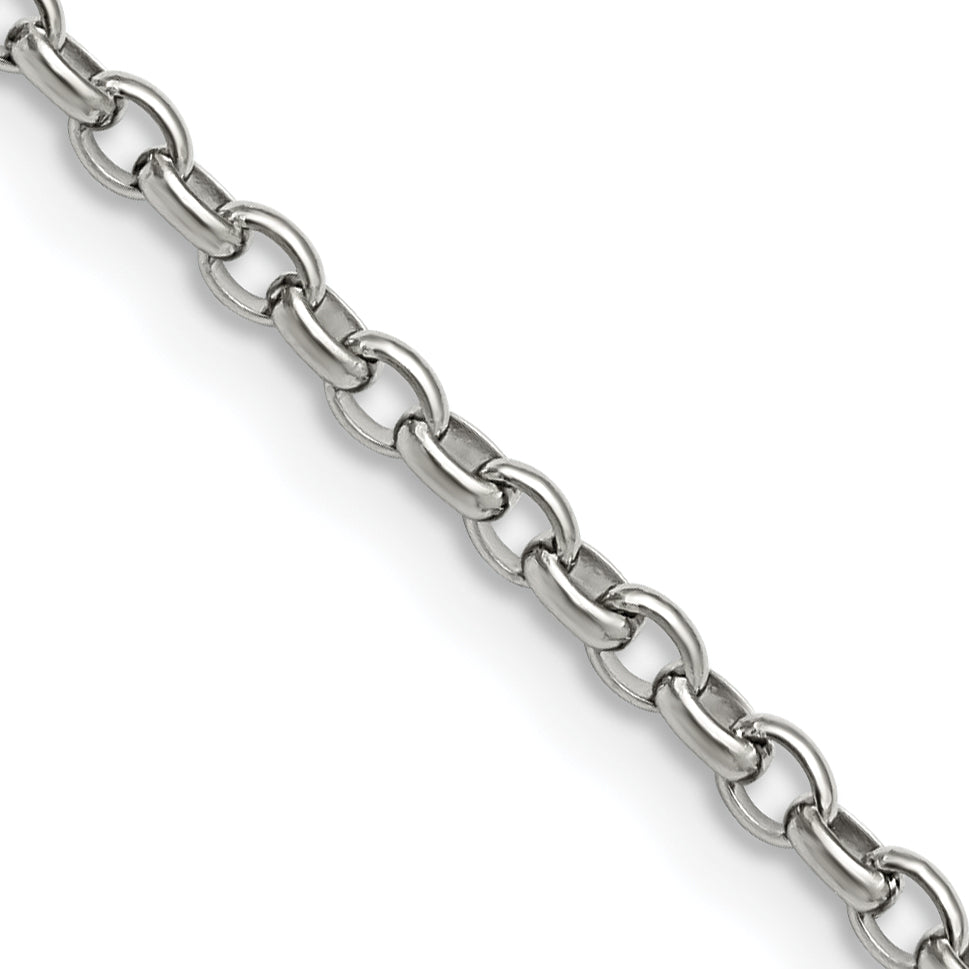 Stainless Steel Chisel Polished 3.2mm 18 Inch Cable Chain Necklace