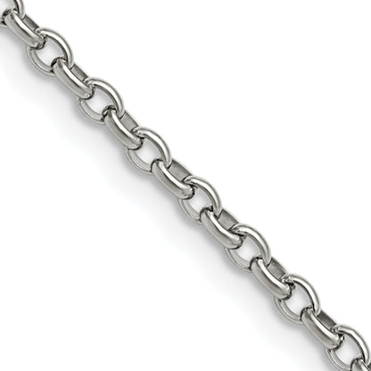 Stainless Steel Chisel Polished 3.2mm 24 Inch Cable Chain Necklace